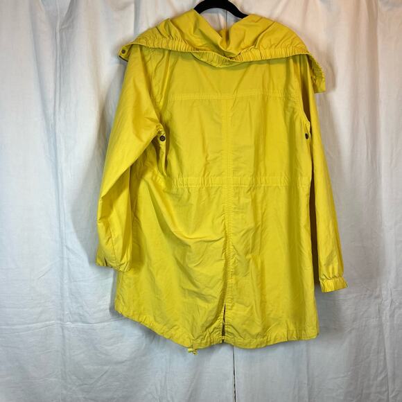 Eileen Fisher Anorak Windbreaker Rain Jacket Full Zip High Collar Yellow - Picture 3 of 7